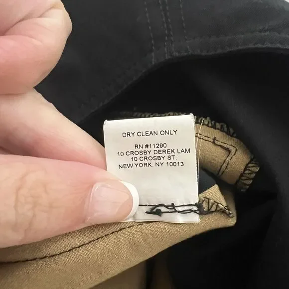 Derek Lam 10 Crosby Dress Womens Size 8 Black Cream Colorblock Cotton Poplin - Picture 7 of 13